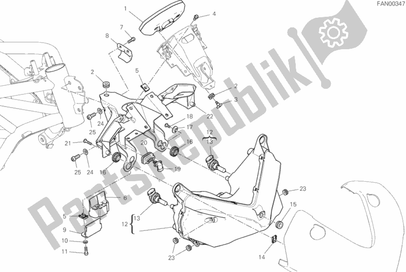 All parts for the Headlight of the Ducati Supersport Thailand 950 2020